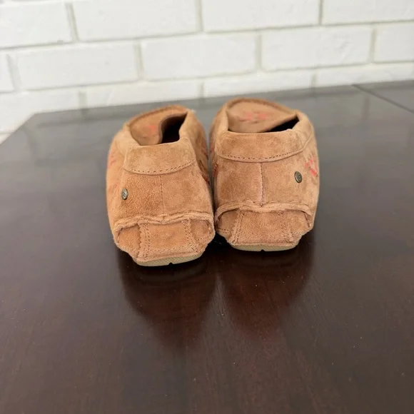 UGG Chestnut Suede Moccasin Flats with Pink Accent - Picture 4 of 8
